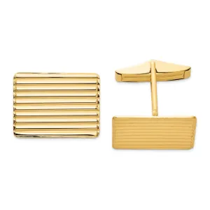 14k Real Gold Men's Grooved Cuff Links