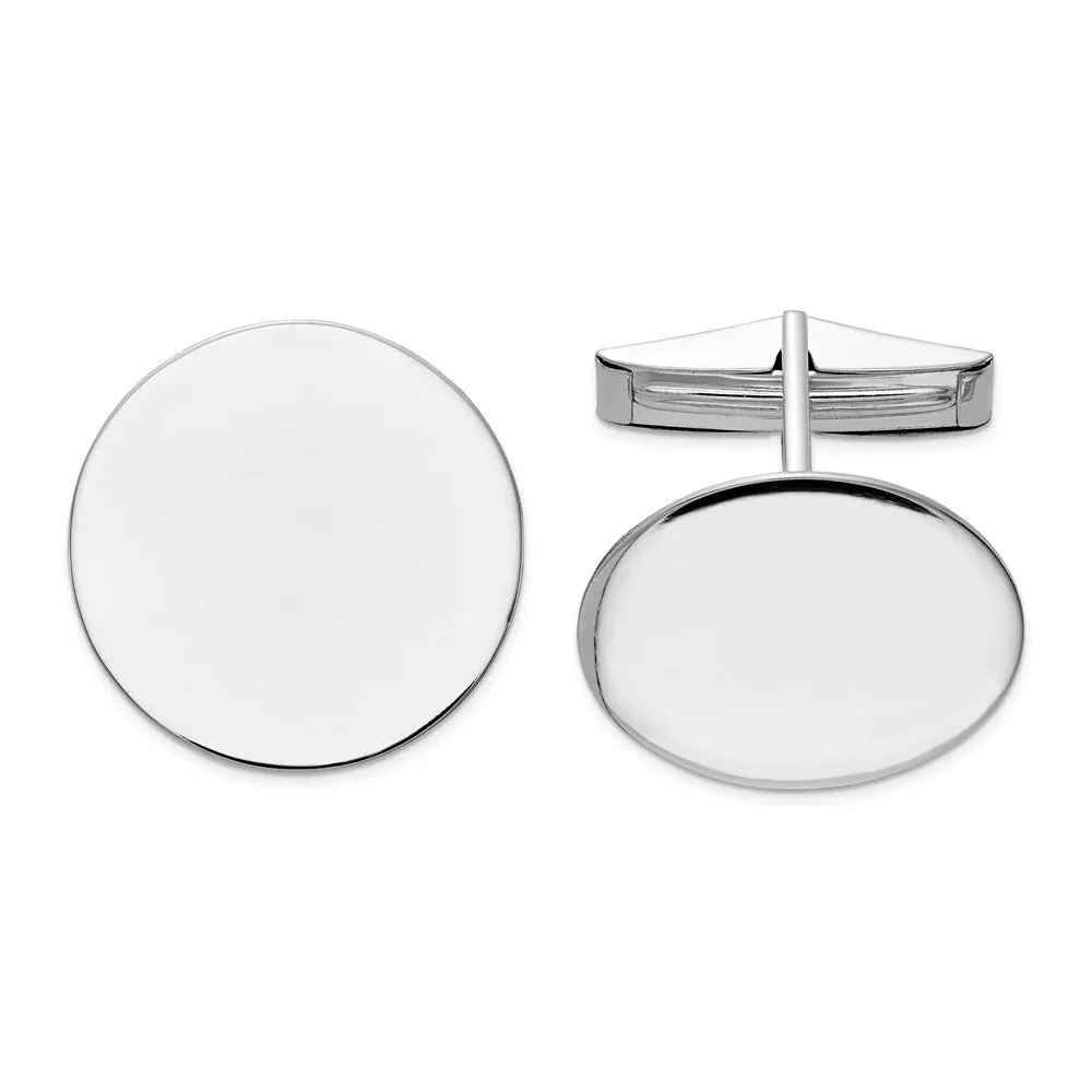 14k Real Gold WG Men's Circular Cuff Links