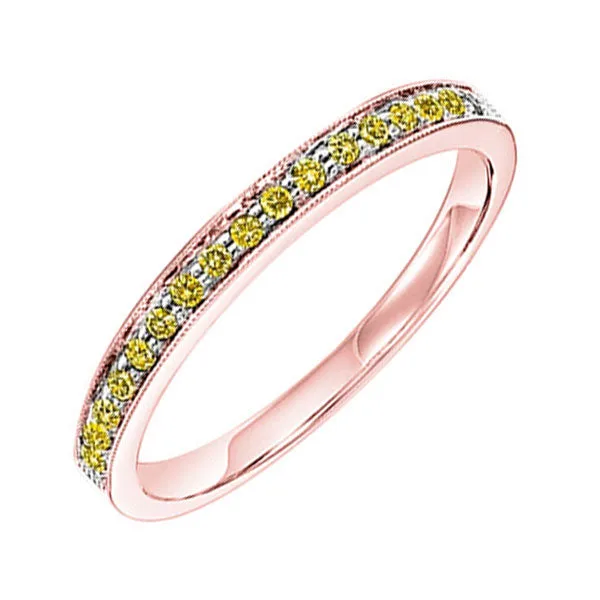 14KT Pink & Yellow Gold & Diamond Classic Book Stackable Fashion Ring  - 1/8 ctw