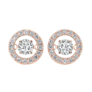 14KT Pink Gold & Diamond Studded Fashion Earrings   - 1 ctw