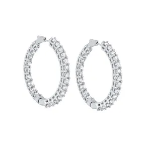 14KT White Gold & Diamond Classic Book Hoop Fashion Earrings   - 10 ctw