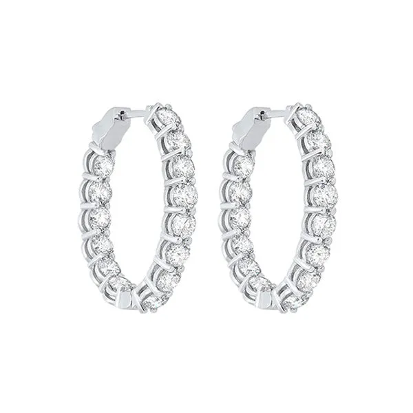 14KT White Gold & Diamond Classic Book Hoop Fashion Earrings   - 6 ctw