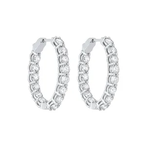 14KT White Gold & Diamond Classic Book Hoop Fashion Earrings   - 6 ctw