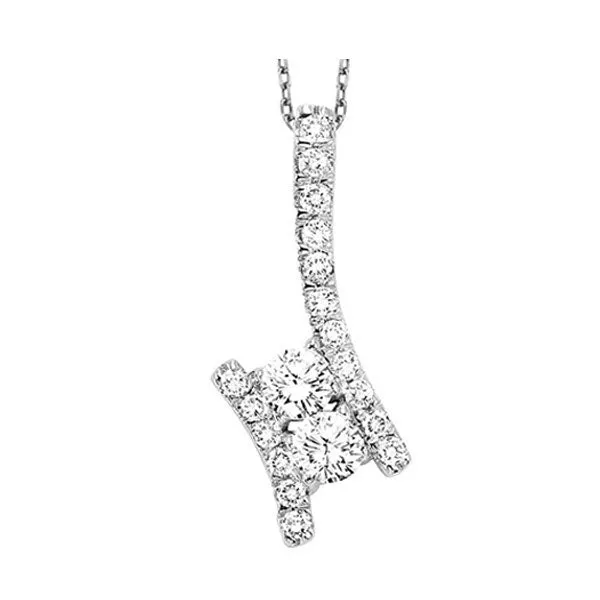 14KT White Gold & Diamond Classic Book TWO Stone Jewelery Neckwear Pendant  - 1 ctw