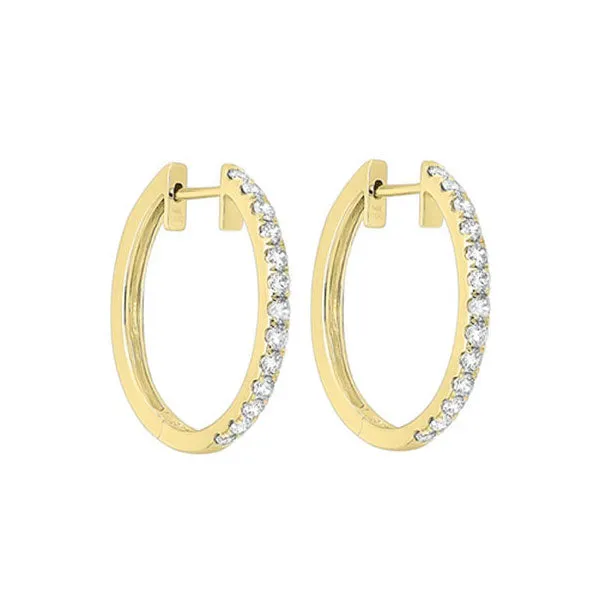 14KT Yellow Gold & Diamond Hoop Fashion Earrings  - 1 ctw