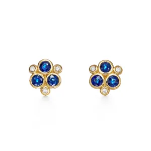 18K Blue Sapphire Trio Earrings