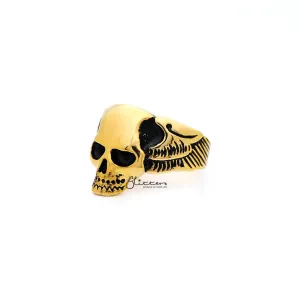 18K Gold I.P Stainless Steel Skull with Wings Casting Men's Ring