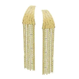 1928 Jewelry Gold Hammered Chain Linear Tassel Earrings