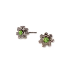 1928 Jewelry Light Green Crystal Tiny Flower Stud Earrings