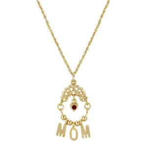 1928 Jewelry Siam Red Crystal Heart Charm Mom Pendant Necklace 18"