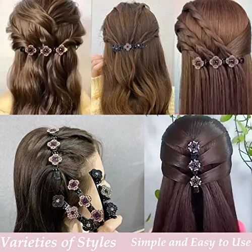 8 Pcs Hair clips Sparkling Crystal Stone Braided Hair Clips for Women Hair Braided Hair Clips for Thick Thin Hair Girls Hair Accessories Clover Hair Clips for Styling Sectioning Large Hair Clips