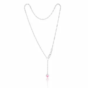 9ct White Gold Singapore with Pink Cubic Zirconia Heart Charm 27cm Anklet