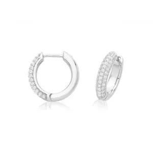 Acotis Silver Hinged Earrings Rhodium Plated Zirconia G51334