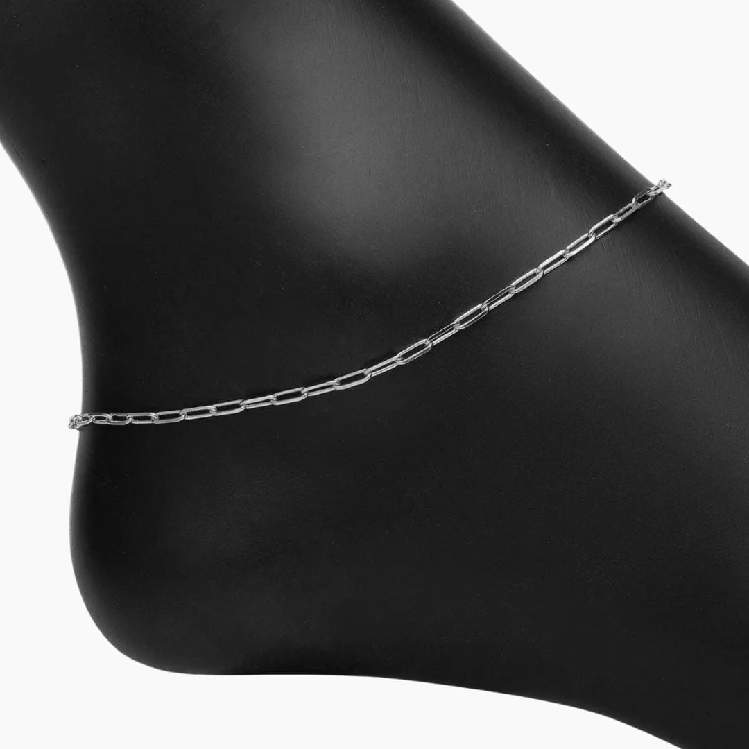 Adjustable Graffetta Paperclip Anklet (Silver)