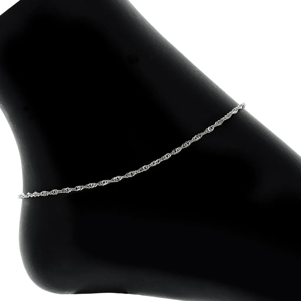 Adjustable Milano Twist Sterling Silver Anklet