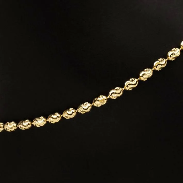 Adjustable Moon Cut Bead Anklet (Gold)