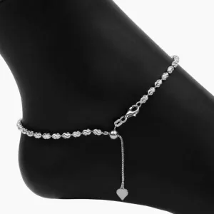 Adjustable Sterling Silver Moon Cut Bead Anklet