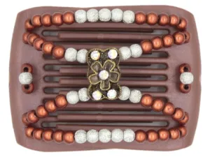 African Butterfly LadyBug Hair Comb - Brown Pearl 37