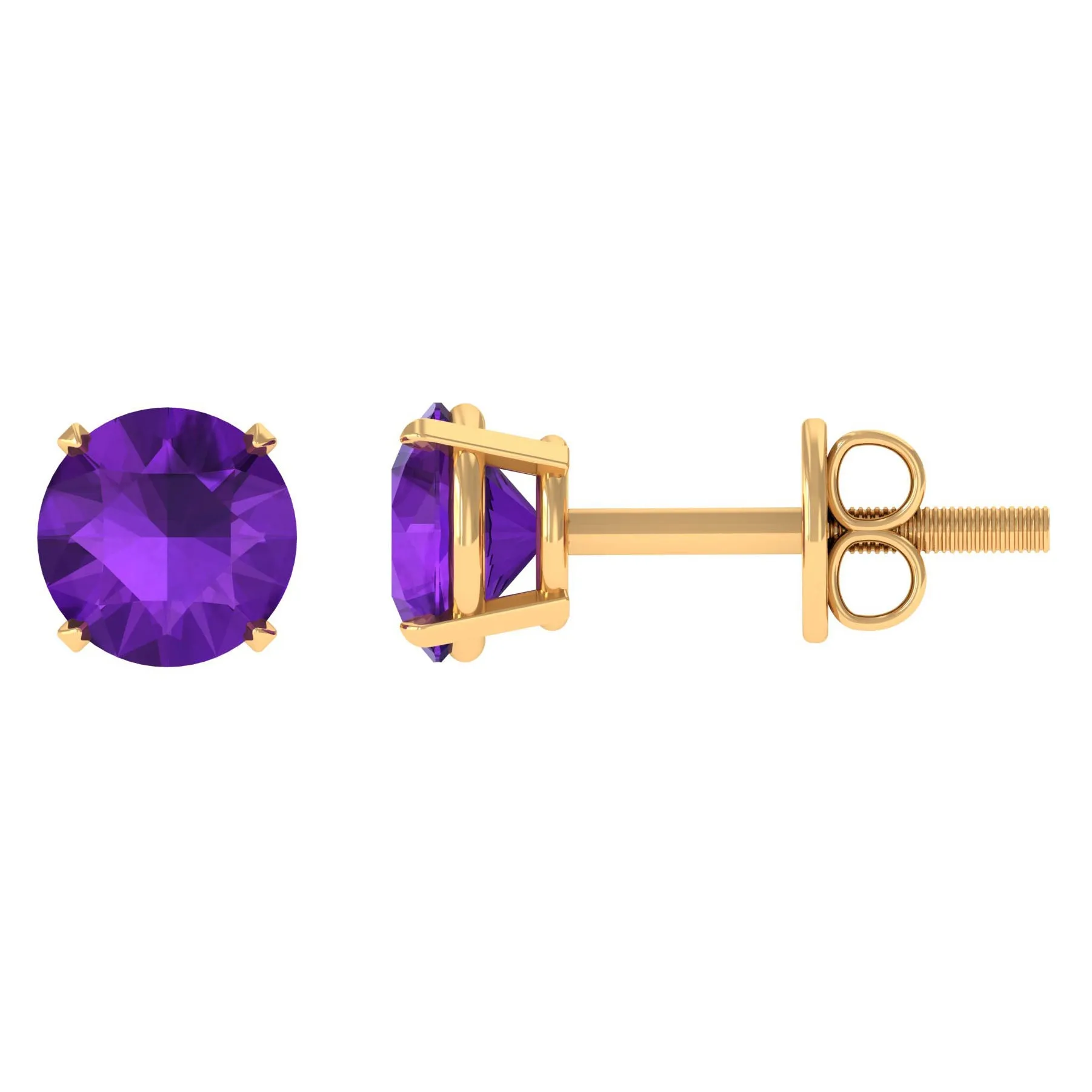 Amethyst Classic Solitaire Stud Earrings