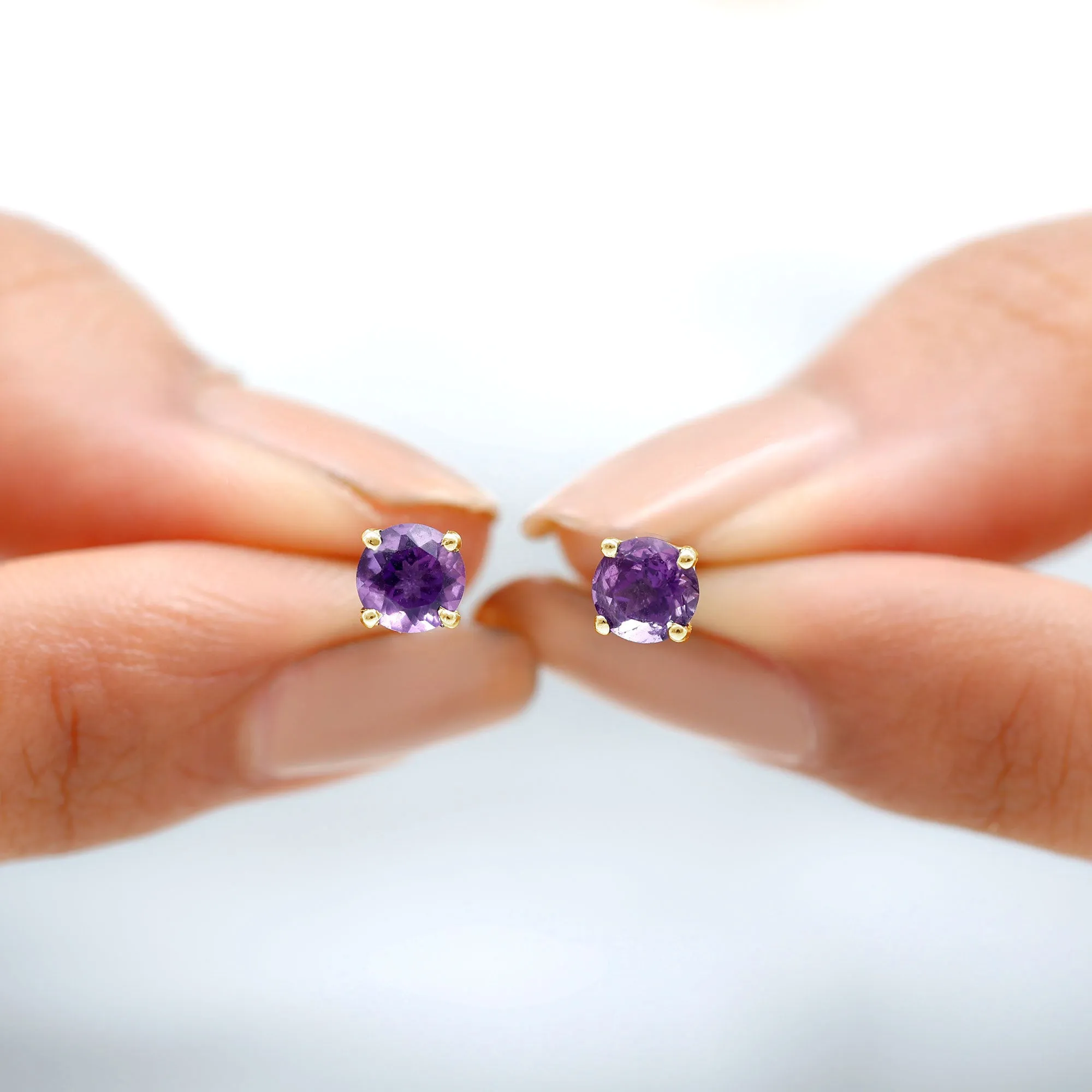 Amethyst Classic Solitaire Stud Earrings