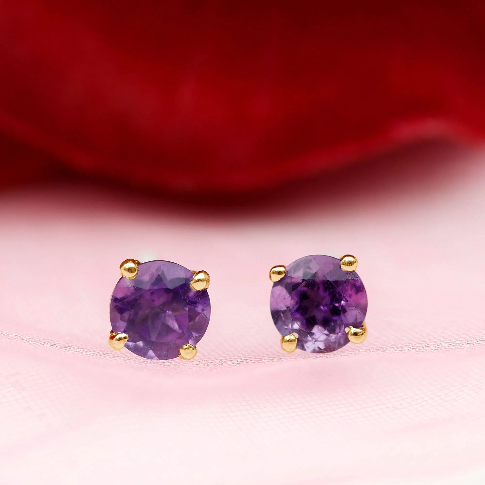 Amethyst Classic Solitaire Stud Earrings