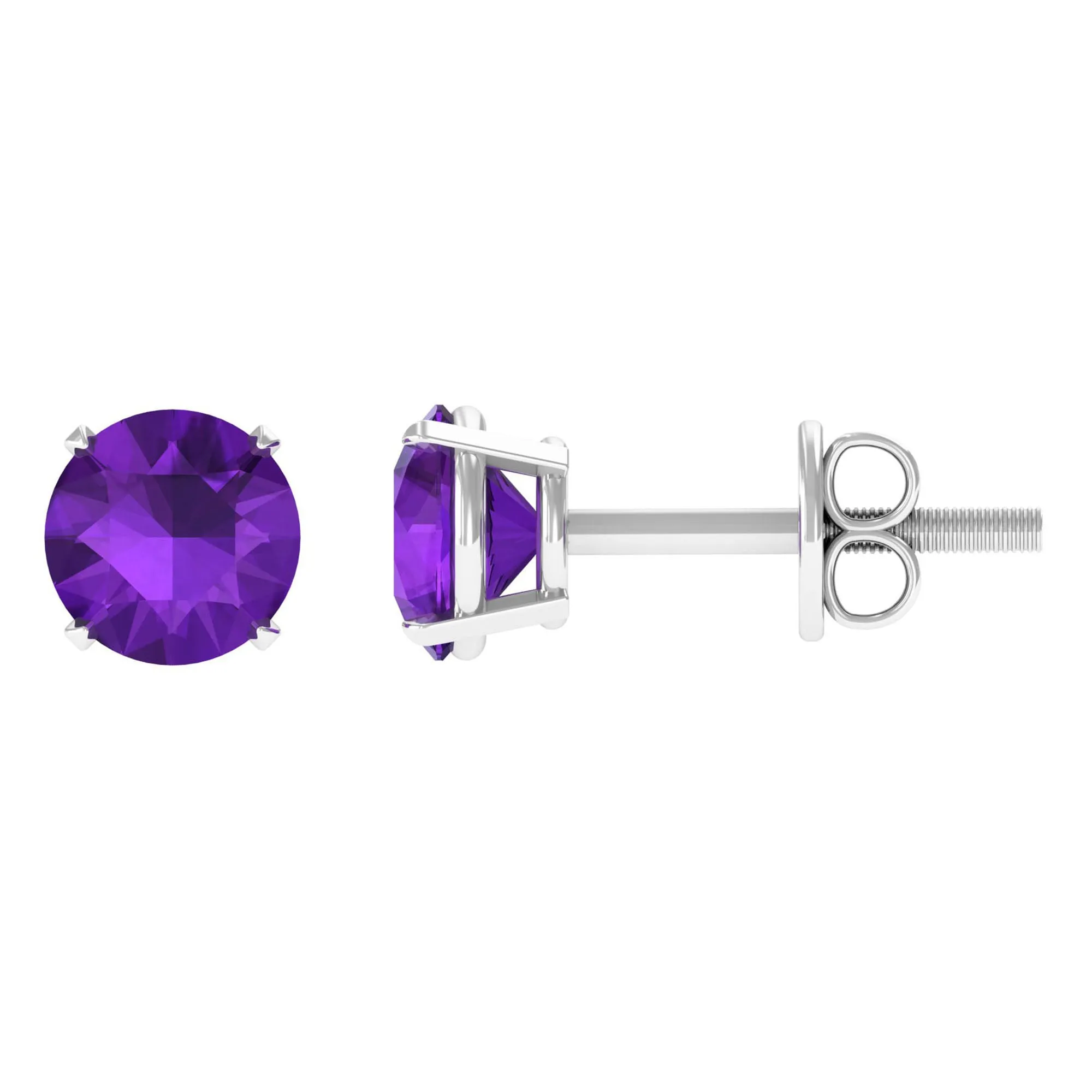 Amethyst Classic Solitaire Stud Earrings