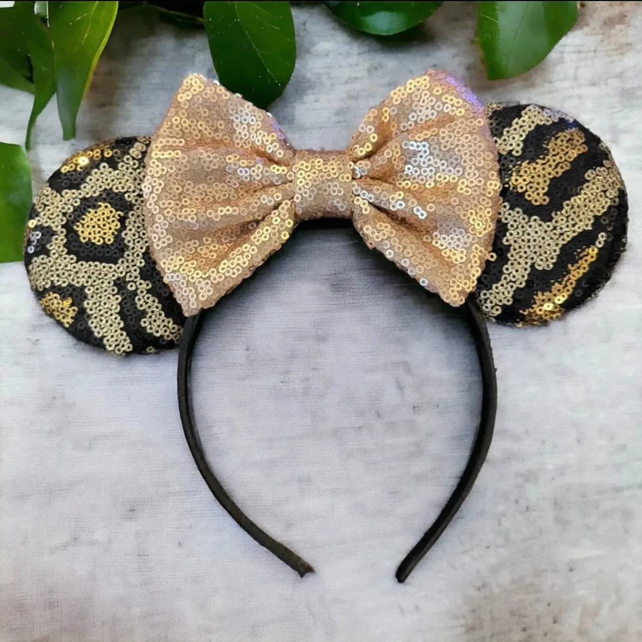 Animal Print Minnie Mouse Ears - Handmade, Animal Print Headband,