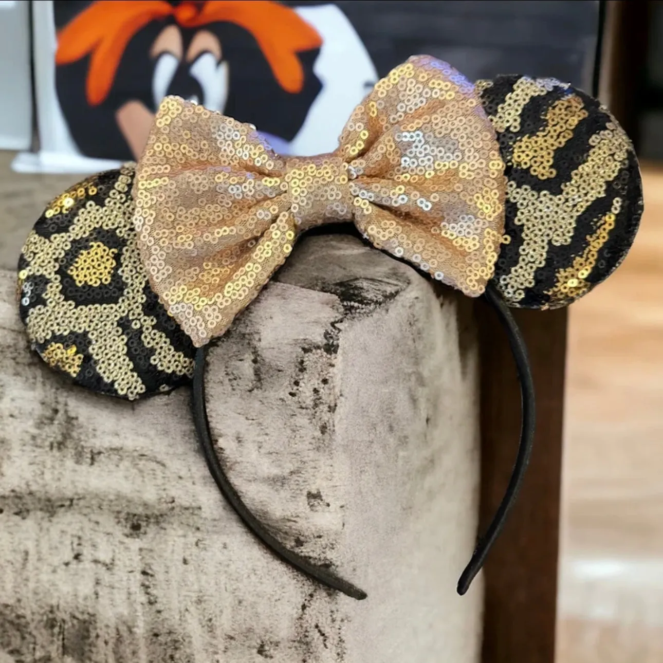 Animal Print Minnie Mouse Ears - Handmade, Animal Print Headband,