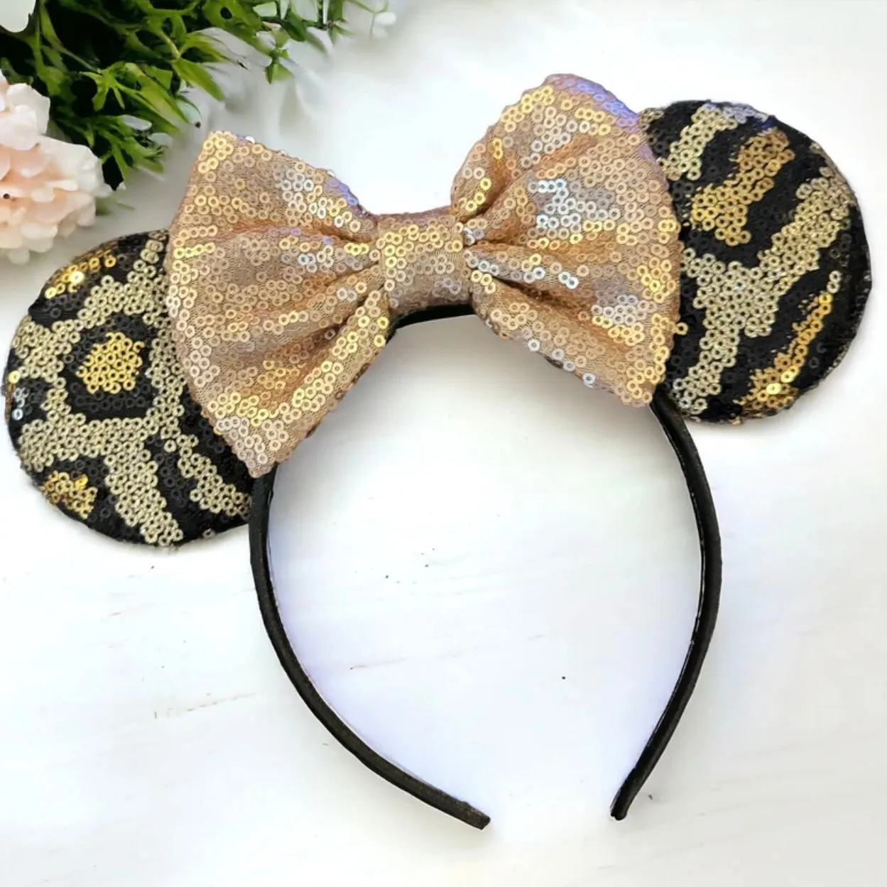 Animal Print Minnie Mouse Ears - Handmade, Animal Print Headband,