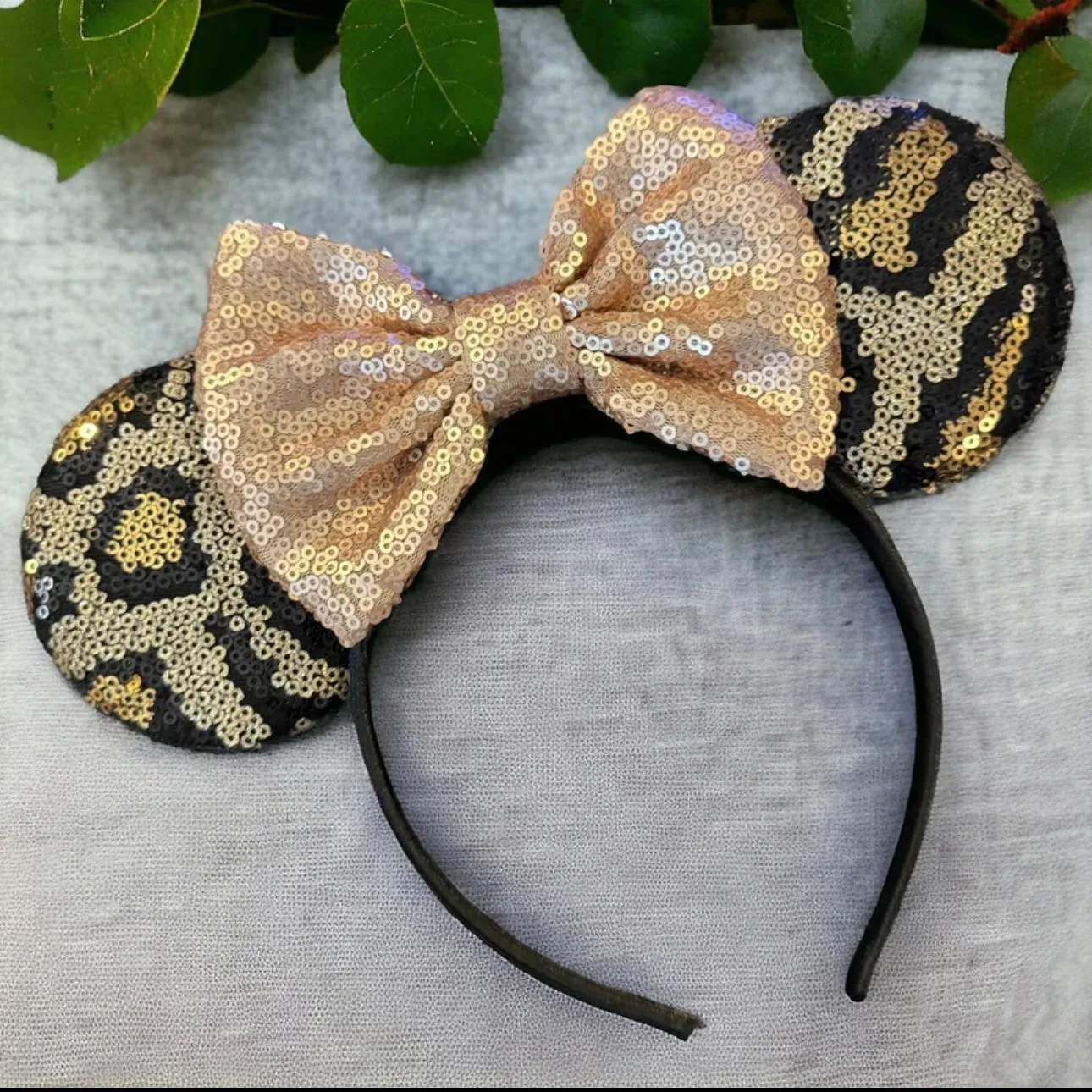 Animal Print Minnie Mouse Ears - Handmade, Animal Print Headband,