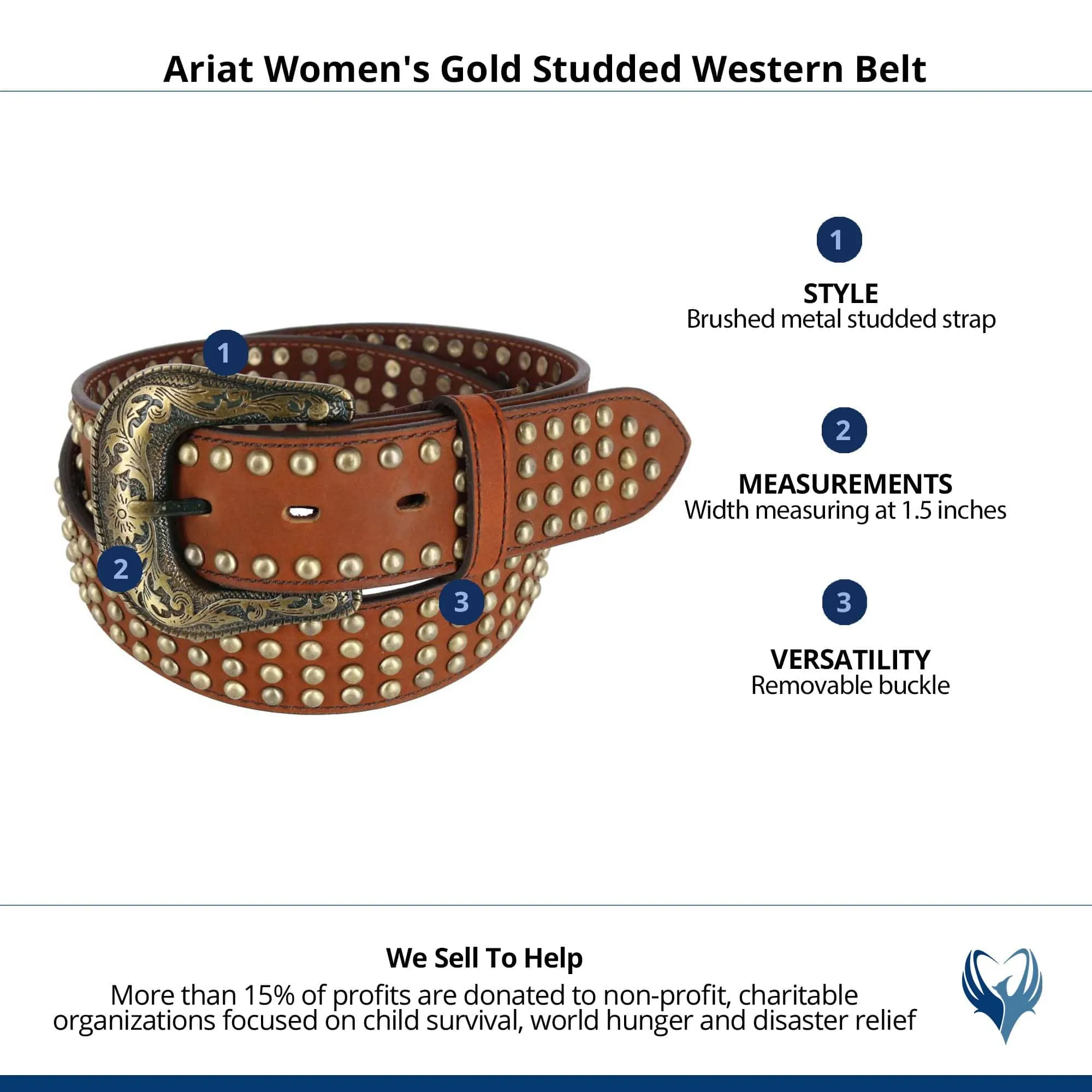 Ariat Women's Gold Studded Western Belt