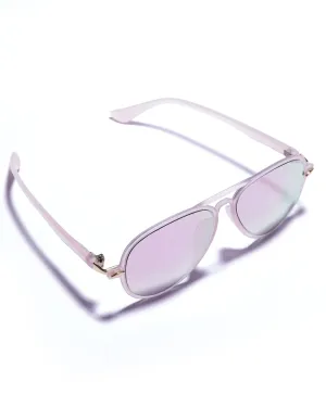 AVIATOR SHAPE MIRRORED SUNGLASSES - PINK