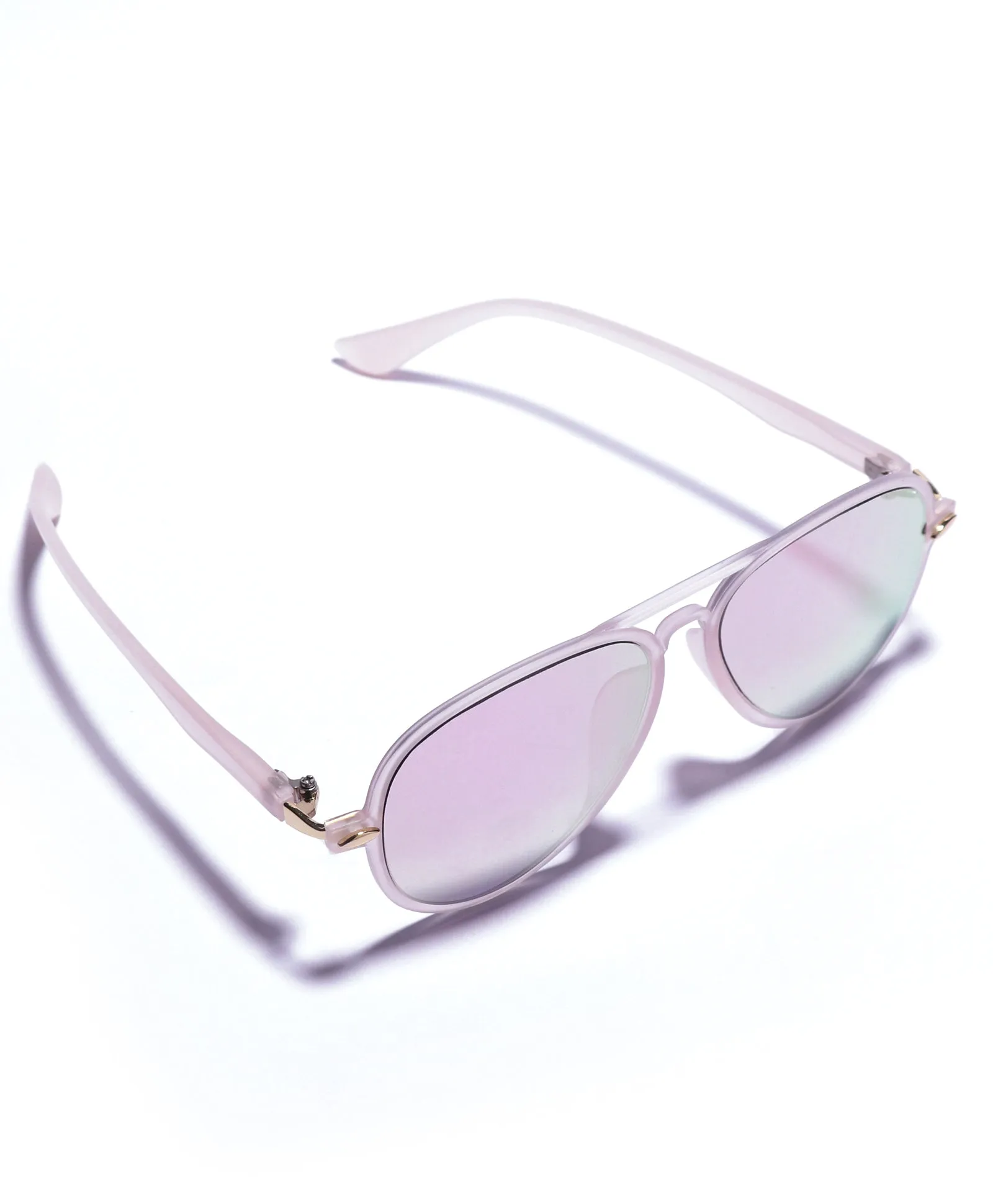 AVIATOR SHAPE MIRRORED SUNGLASSES - PINK