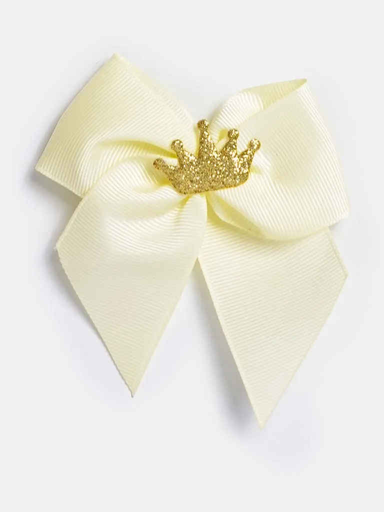 Baby Girl Crown with Bow Handmade Hairclip-Lemon Yellow