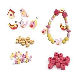 Birds Wooden Beads  - KidsJewellery Making Set Djeco