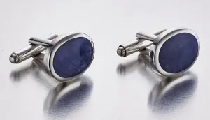 Blue Sodalite & Sterling Silver Round Cufflinks