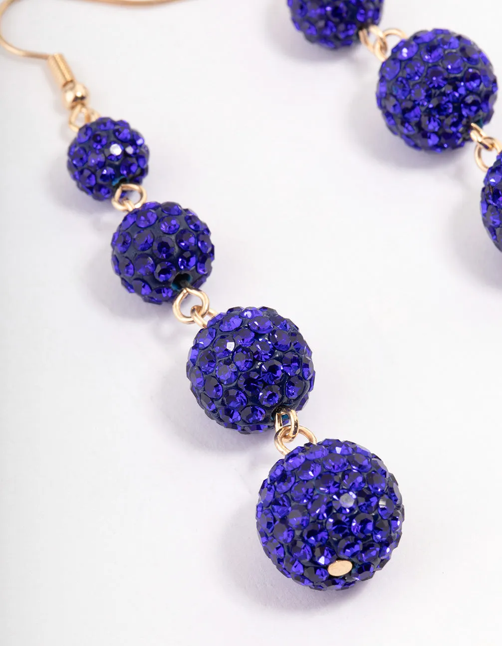 Blue Triple Ball Drop Earrings