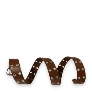 Brown Double Row Silver Grommet Belt