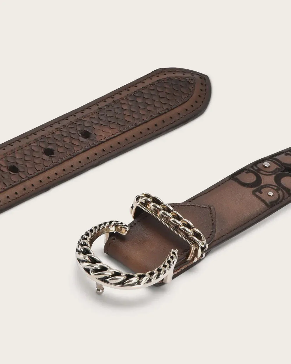 Brown engraved belt