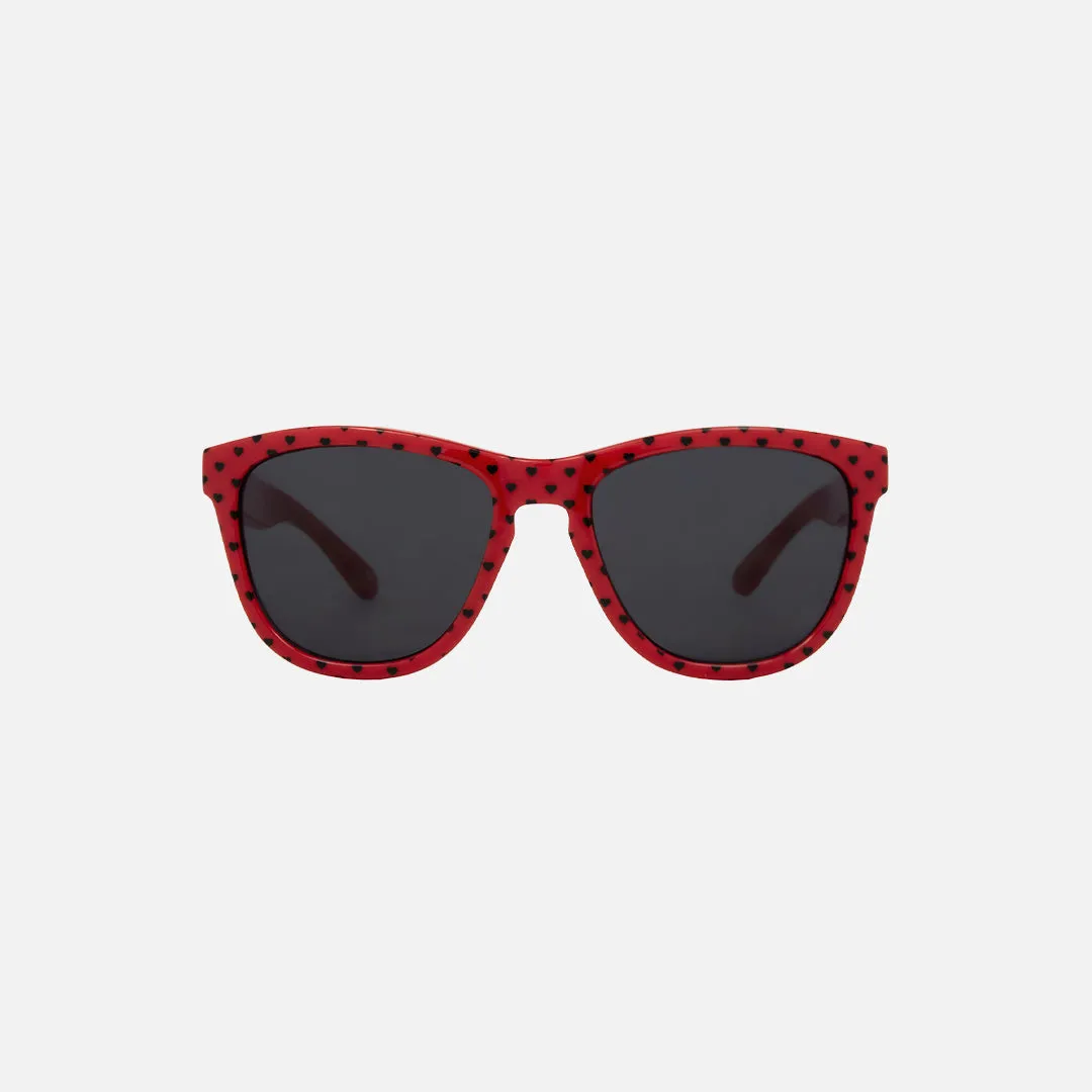 Cali - Gloss Red Hearts Frame with Print Grey Lens