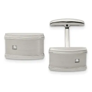 Chisel Stainless Steel Brushed and Polished CZ Cufflinks