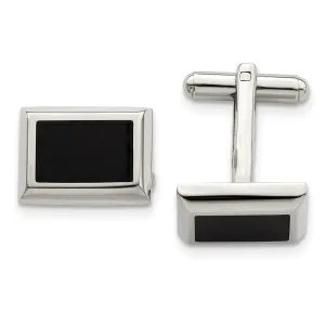 Chisel Stainless Steel Polished Black IP-Plated Rectangle Cufflinks