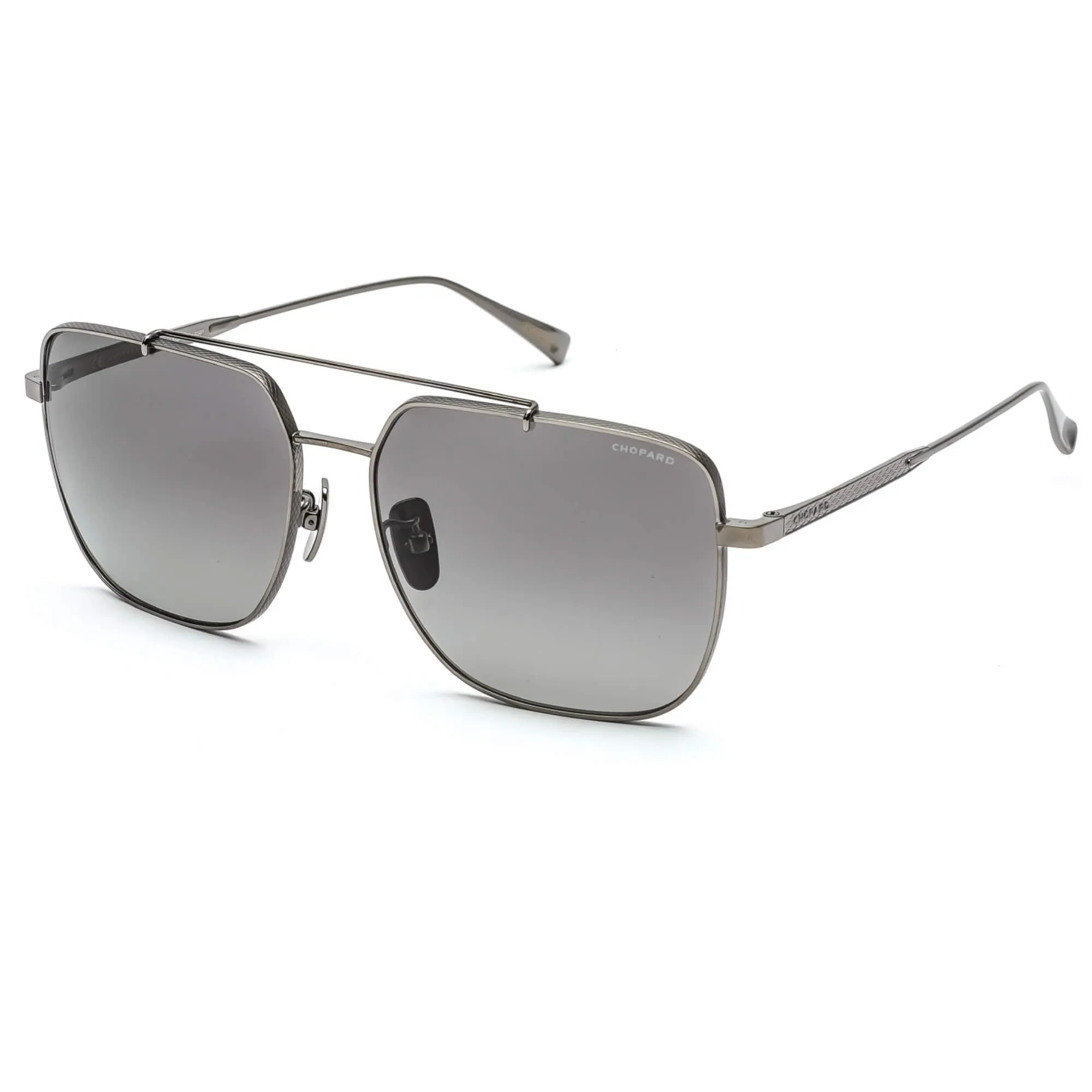 Chopard Men's Sunglasses - Dark Ruthenium Aviator Shaped Metal Frame SCHC97M 568P