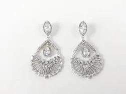 Classic Diamond Shaped Chandelier Brass Earrings