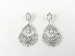 Classic Diamond Shaped Chandelier Brass Earrings