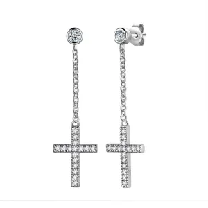 Classic Small Cross Dangle Earrings Women Mens Jewelry Sterling Silver