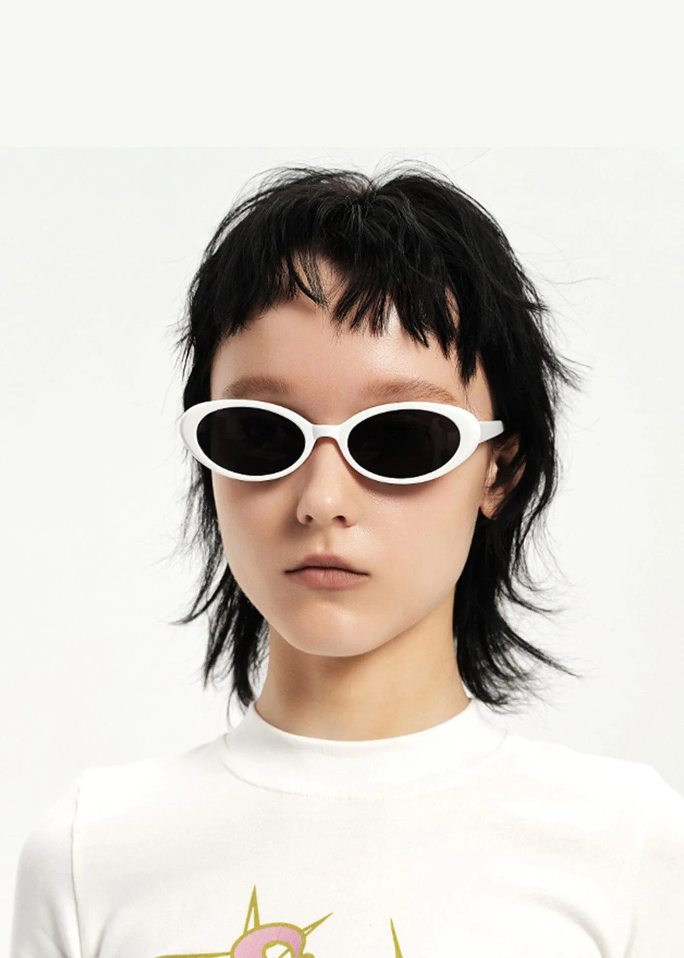 Clear Frame Retro Ellipse Sunglasses