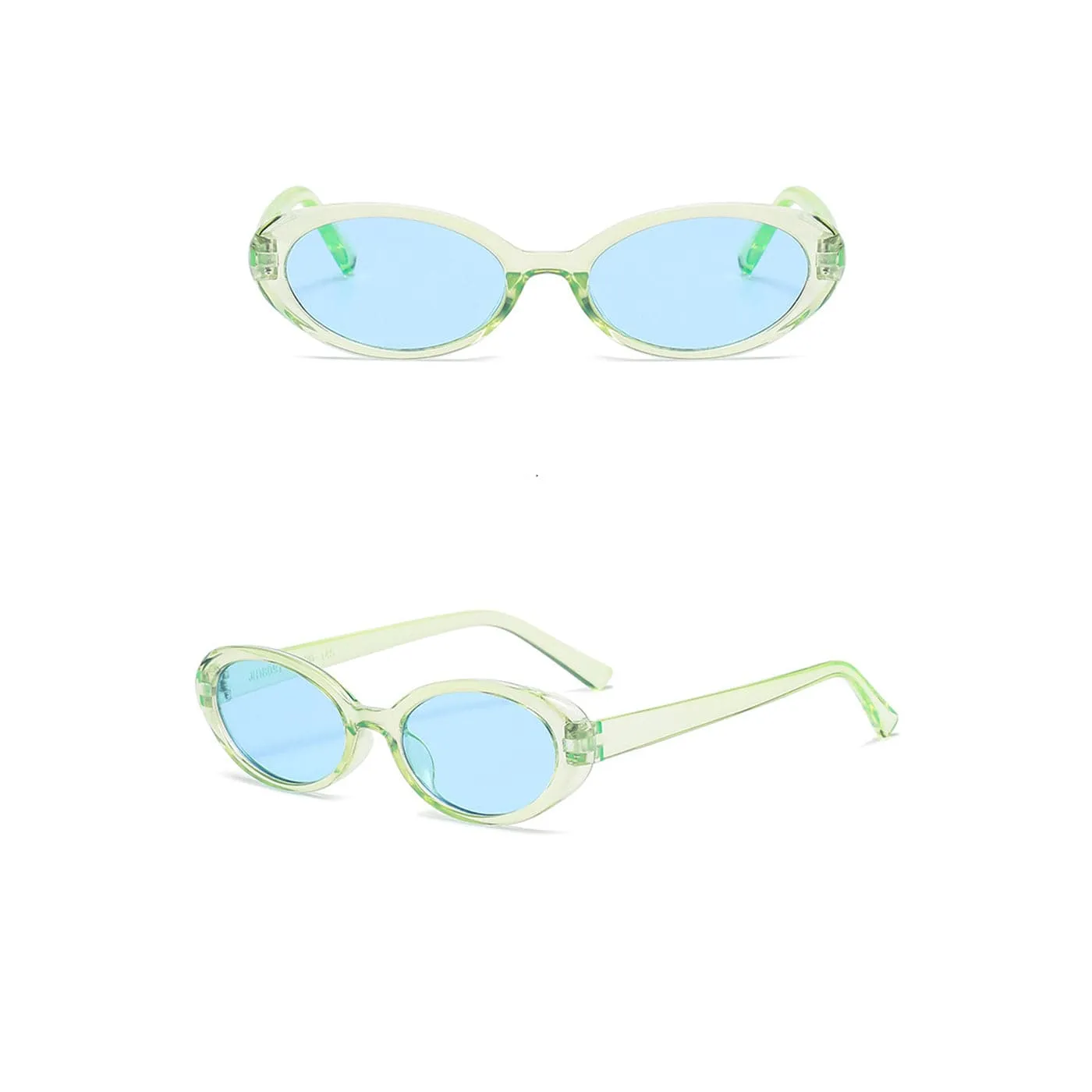 Clear Frame Retro Ellipse Sunglasses