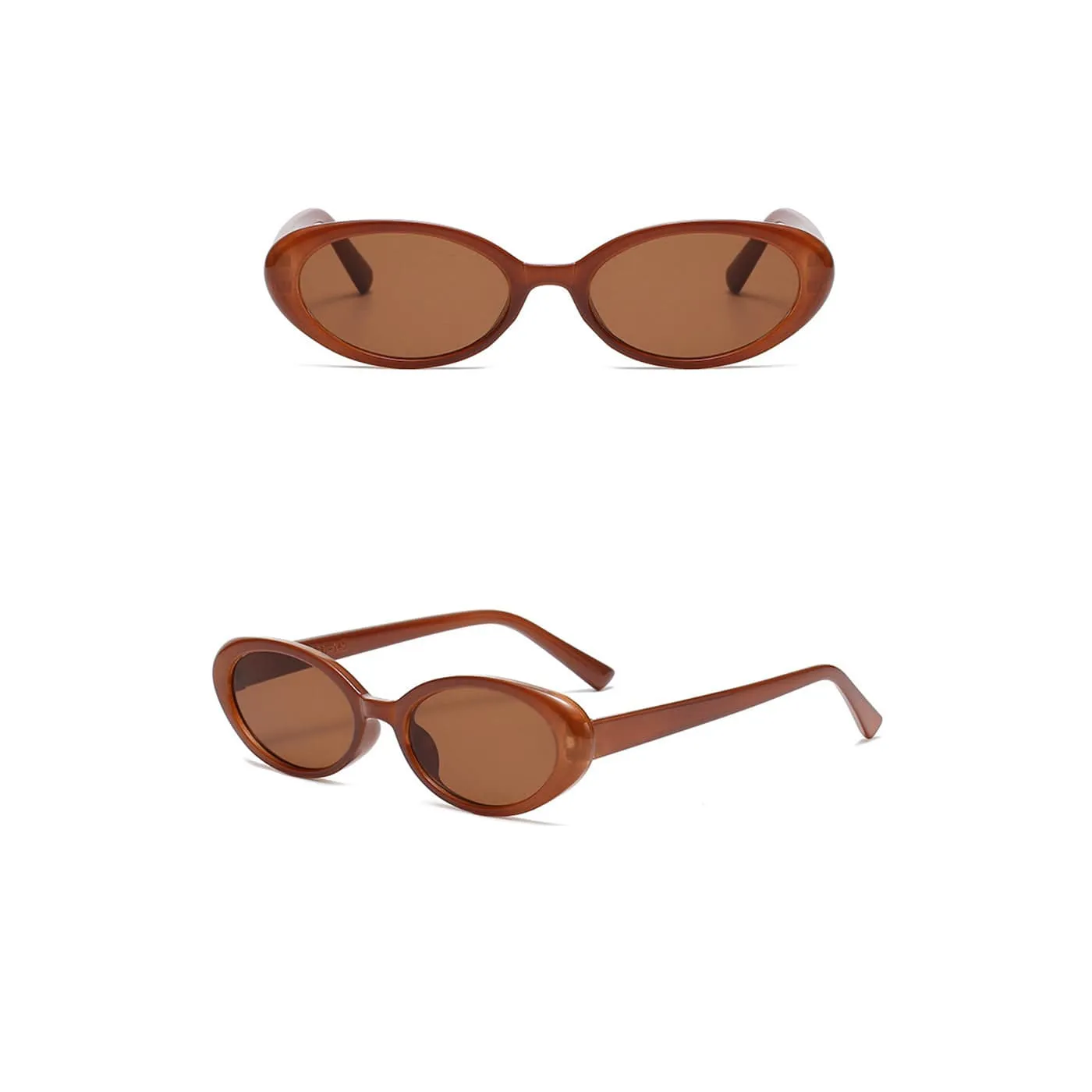 Clear Frame Retro Ellipse Sunglasses