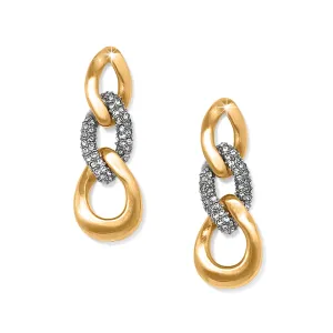 Cleo Pave Link Post Drop Earrings Gold